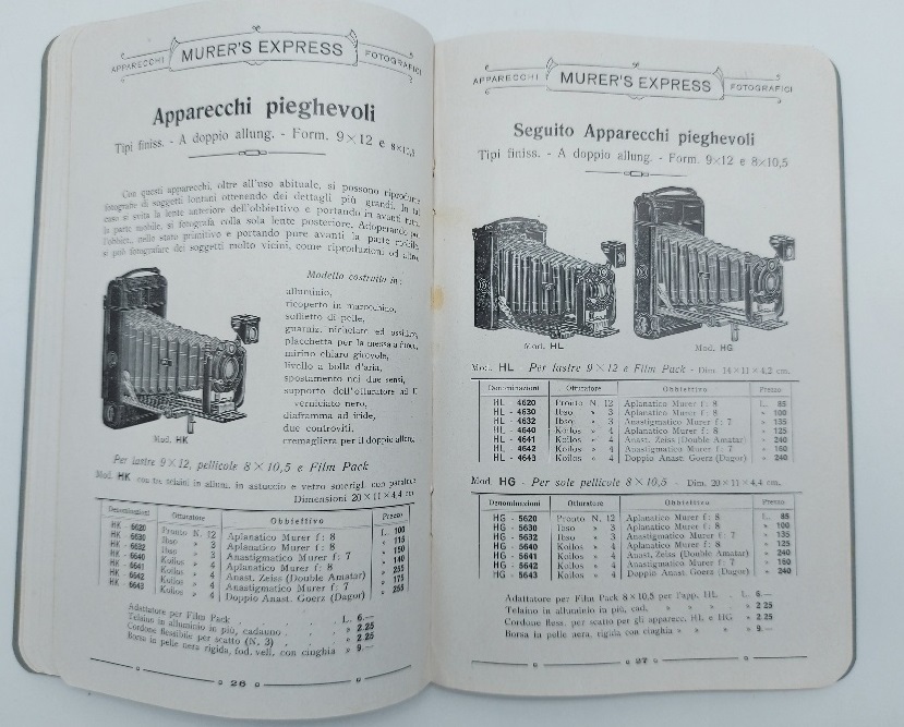 Apparecchi fotografici Murer's express (catalogo 1915)